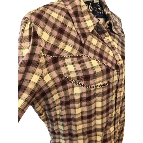 Shyanne Unique Accent Purple Western Cowgirl Long Sleeve Button Down Shirt Sz XL - Picture 4 of 16